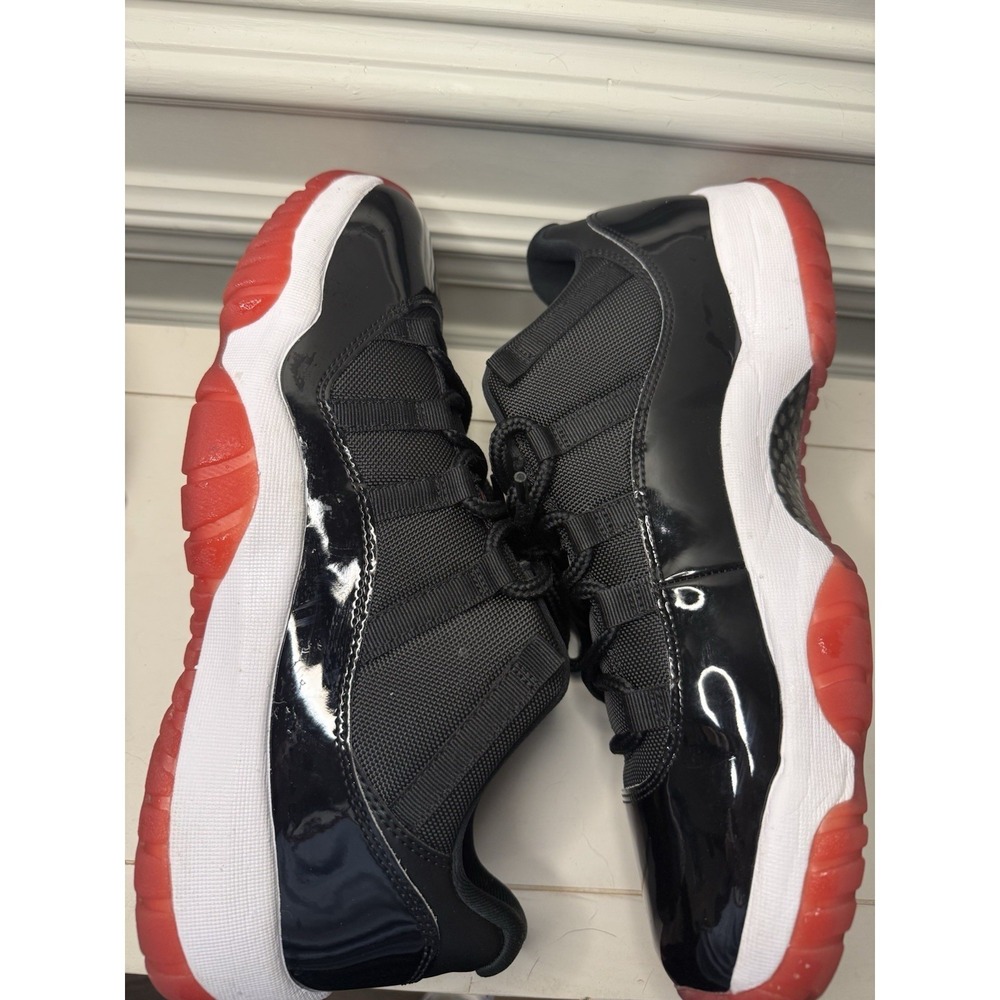 Nike Air Jordan 11 Retro Low Top Sneaker Black Red White Patent Leather Men's